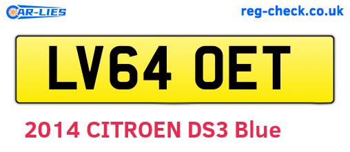 LV64OET are the vehicle registration plates.