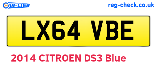 LX64VBE are the vehicle registration plates.