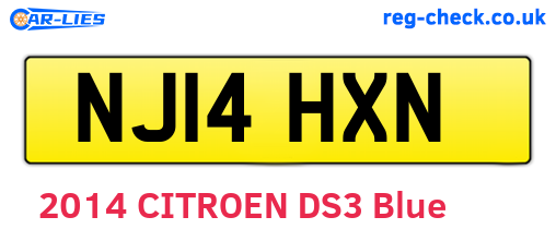NJ14HXN are the vehicle registration plates.