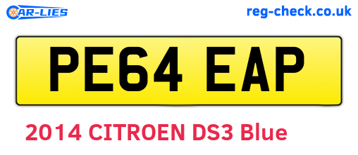 PE64EAP are the vehicle registration plates.