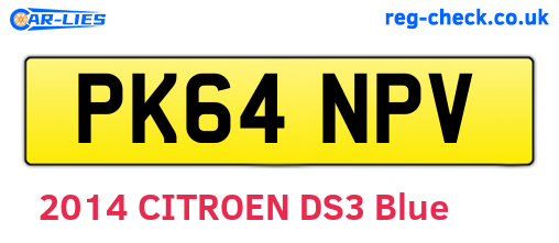 PK64NPV are the vehicle registration plates.