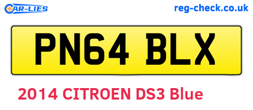 PN64BLX are the vehicle registration plates.