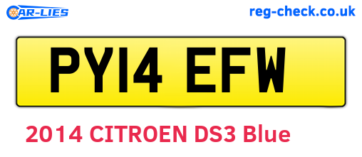 PY14EFW are the vehicle registration plates.