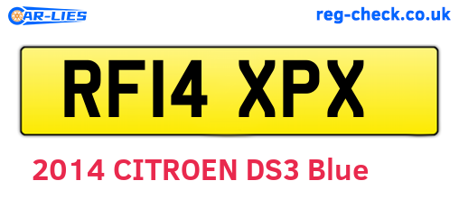 RF14XPX are the vehicle registration plates.