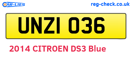 UNZ1036 are the vehicle registration plates.
