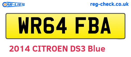 WR64FBA are the vehicle registration plates.