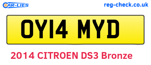 OY14MYD are the vehicle registration plates.