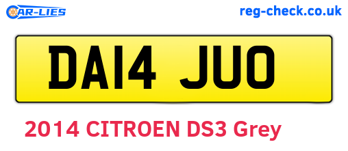 DA14JUO are the vehicle registration plates.