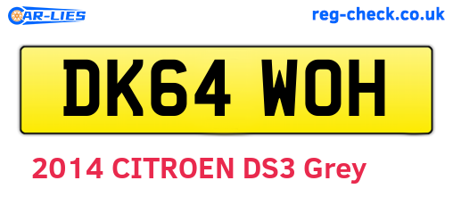 DK64WOH are the vehicle registration plates.