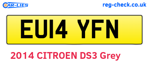 EU14YFN are the vehicle registration plates.
