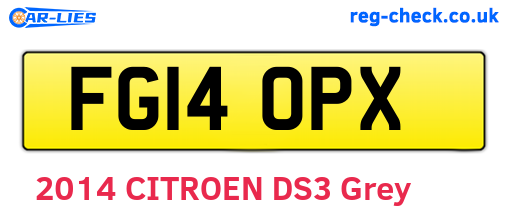 FG14OPX are the vehicle registration plates.