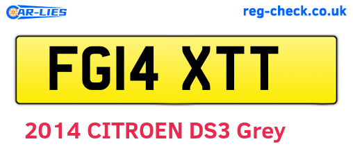FG14XTT are the vehicle registration plates.