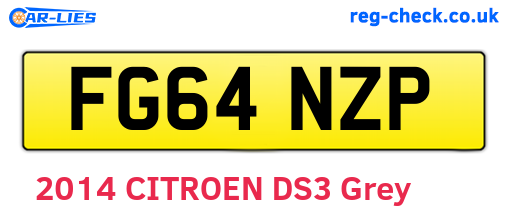 FG64NZP are the vehicle registration plates.