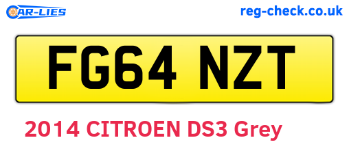 FG64NZT are the vehicle registration plates.