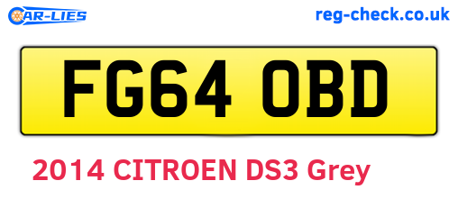 FG64OBD are the vehicle registration plates.