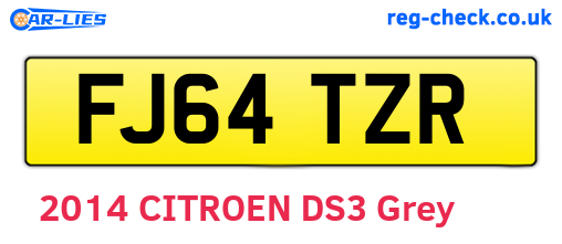 FJ64TZR are the vehicle registration plates.
