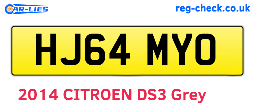 HJ64MYO are the vehicle registration plates.