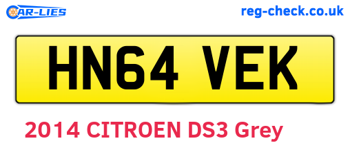HN64VEK are the vehicle registration plates.