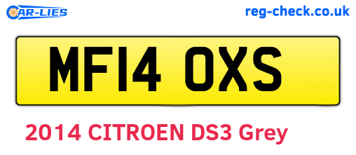 MF14OXS are the vehicle registration plates.