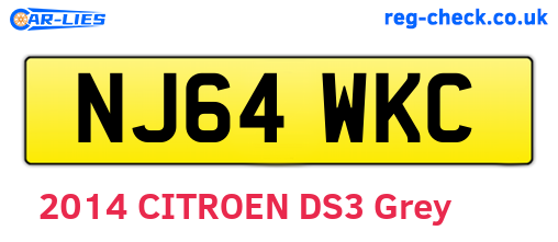 NJ64WKC are the vehicle registration plates.