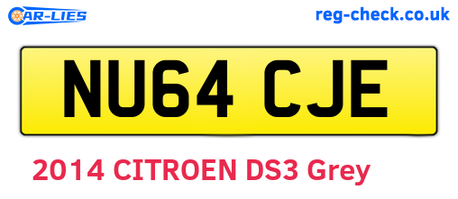NU64CJE are the vehicle registration plates.
