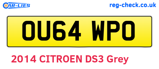 OU64WPO are the vehicle registration plates.