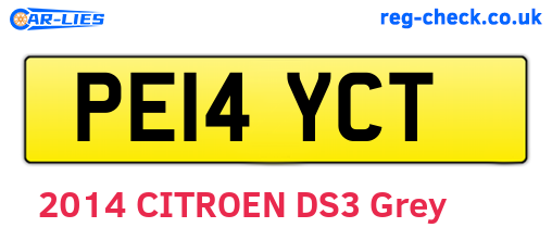 PE14YCT are the vehicle registration plates.