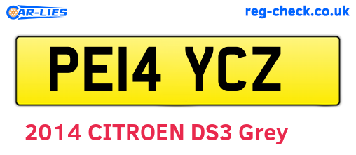 PE14YCZ are the vehicle registration plates.