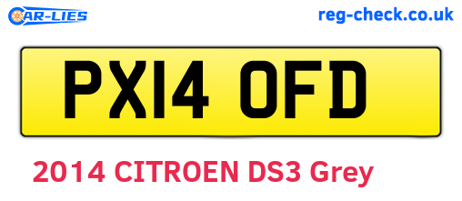 PX14OFD are the vehicle registration plates.