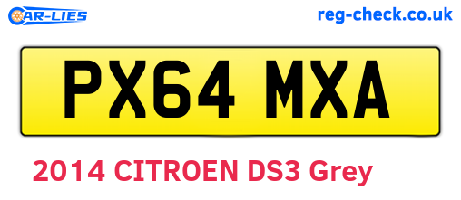 PX64MXA are the vehicle registration plates.