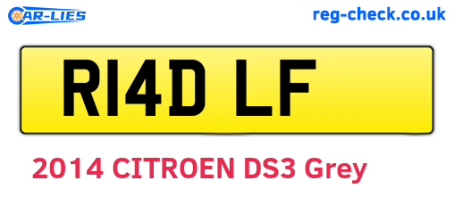 R14DLF are the vehicle registration plates.