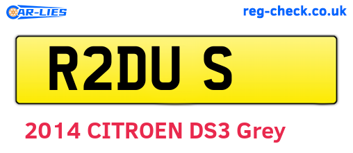 R2DUS are the vehicle registration plates.