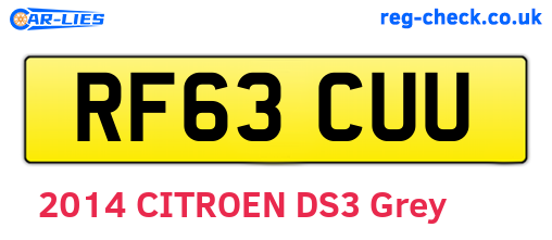 RF63CUU are the vehicle registration plates.