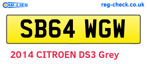SB64WGW are the vehicle registration plates.