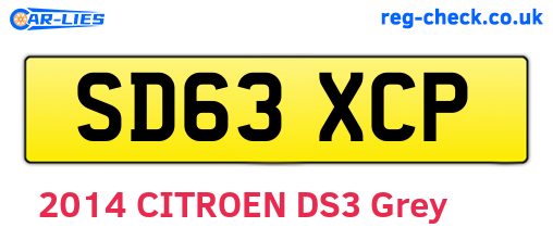 SD63XCP are the vehicle registration plates.
