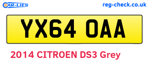 YX64OAA are the vehicle registration plates.
