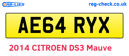 AE64RYX are the vehicle registration plates.