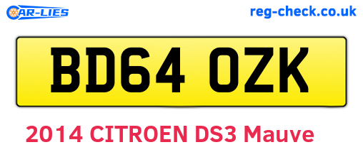 BD64OZK are the vehicle registration plates.