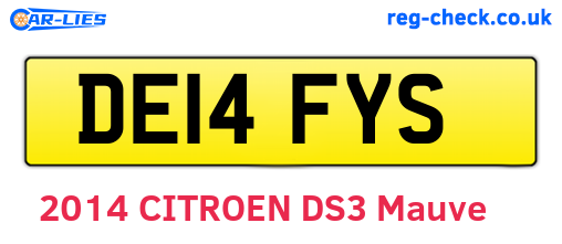 DE14FYS are the vehicle registration plates.