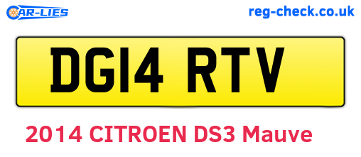 DG14RTV are the vehicle registration plates.