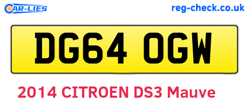 DG64OGW are the vehicle registration plates.