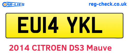 EU14YKL are the vehicle registration plates.