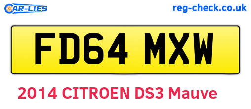 FD64MXW are the vehicle registration plates.