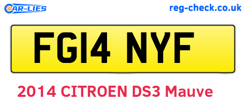 FG14NYF are the vehicle registration plates.