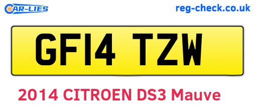 GF14TZW are the vehicle registration plates.
