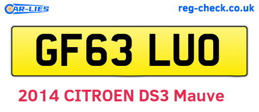 GF63LUO are the vehicle registration plates.
