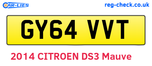 GY64VVT are the vehicle registration plates.