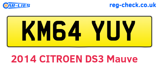 KM64YUY are the vehicle registration plates.