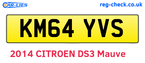 KM64YVS are the vehicle registration plates.