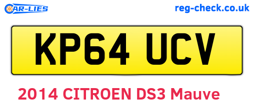 KP64UCV are the vehicle registration plates.